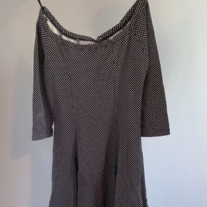 Long sleeve polka dot boatneck dress